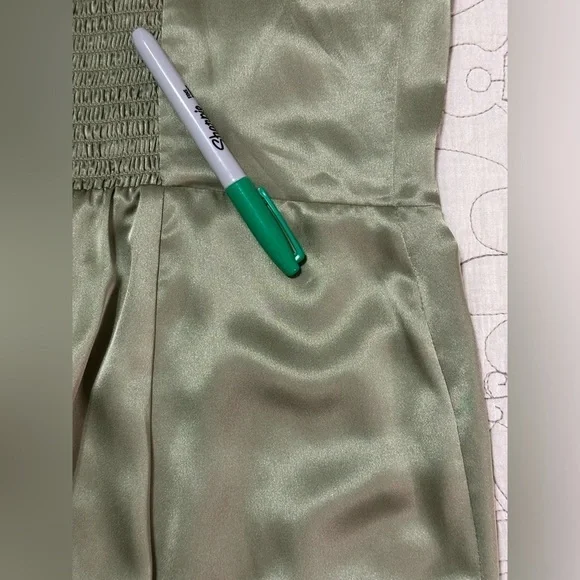 Reformation Hensley Ruched Artichoke Green Midi Dress Sz 12 - Picture 8 of 11